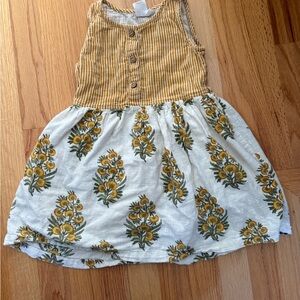 Floral Yellow and White Kids Dress